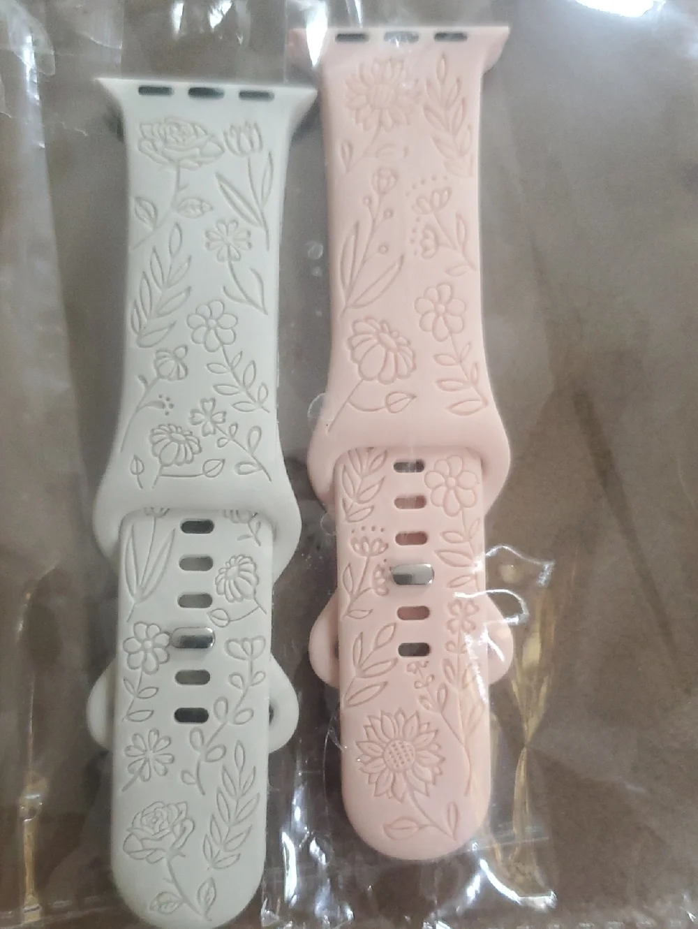 Smartwatch Band Floral Silicone Set Of Two Light Pink And White Only